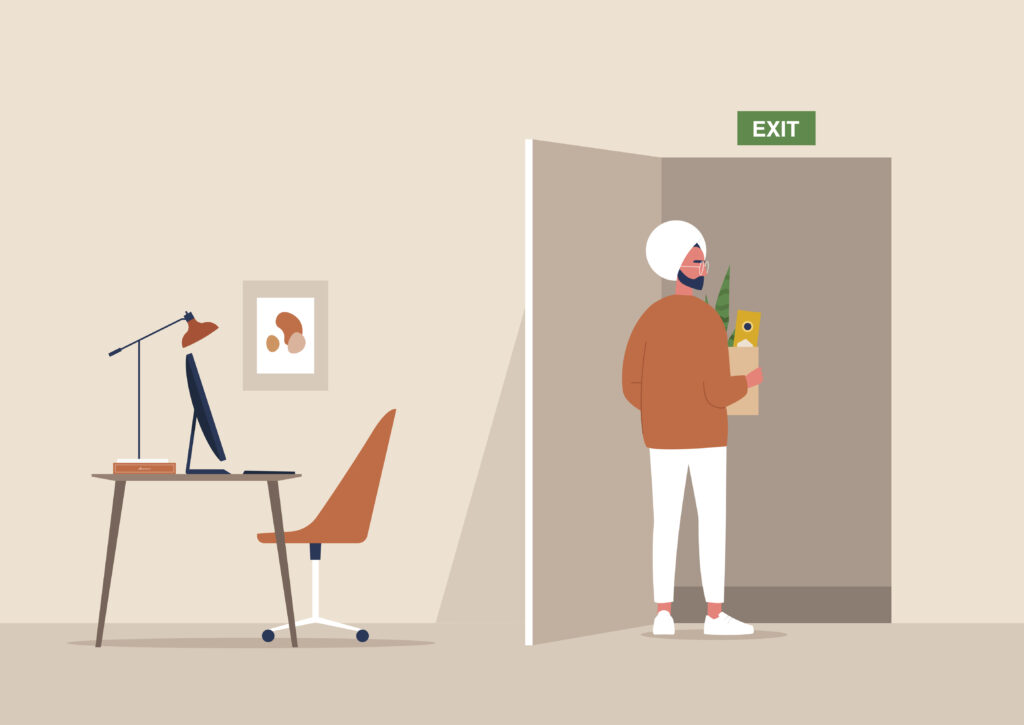 man leaving job